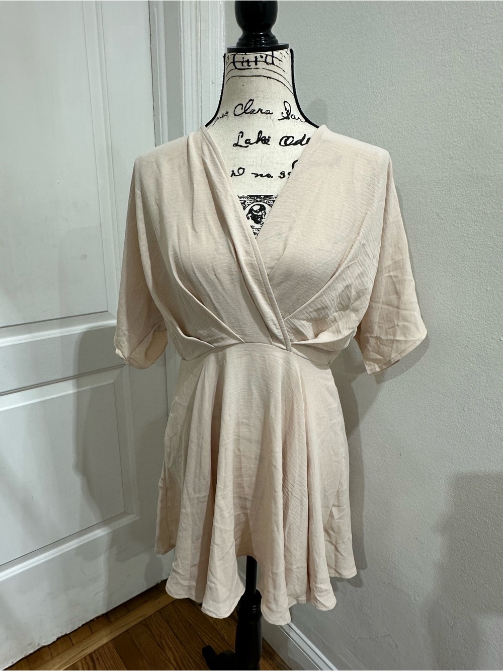 Fashion Nova Light Beige Crisscross Wrap Top